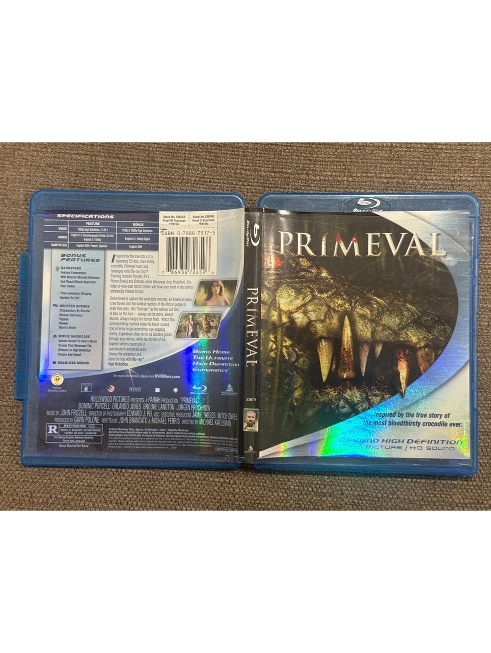 "Primeval" (Blu-ray, 2007) Dominic Purcell Orlando Jones Crocodile